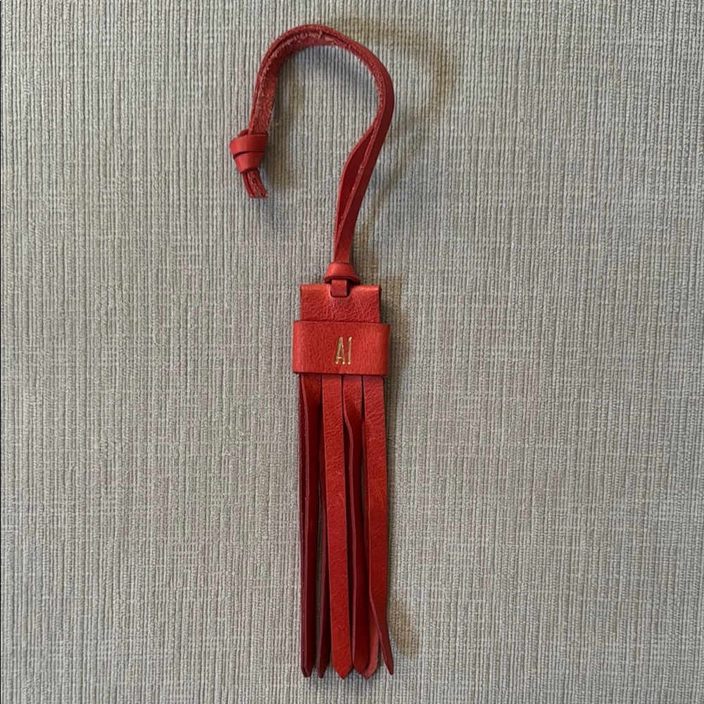 Red Leather Tassel Bag Charm